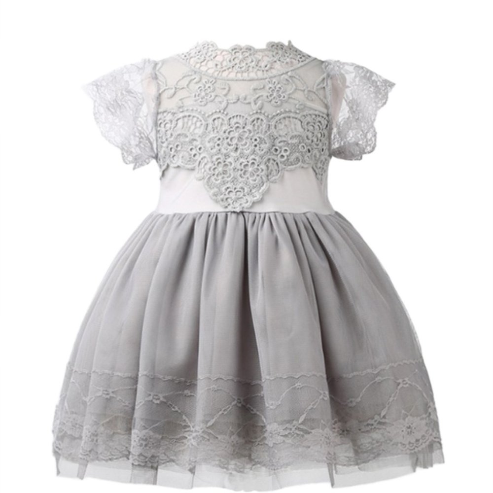 Grey Victorian Lace Princess Flower Girl Dress